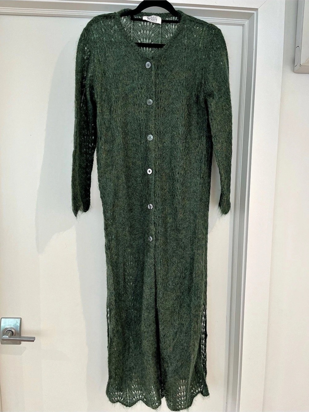 Miss Money Money Kid Mohair Wool Long Cardigan Duster Dress Green Size L